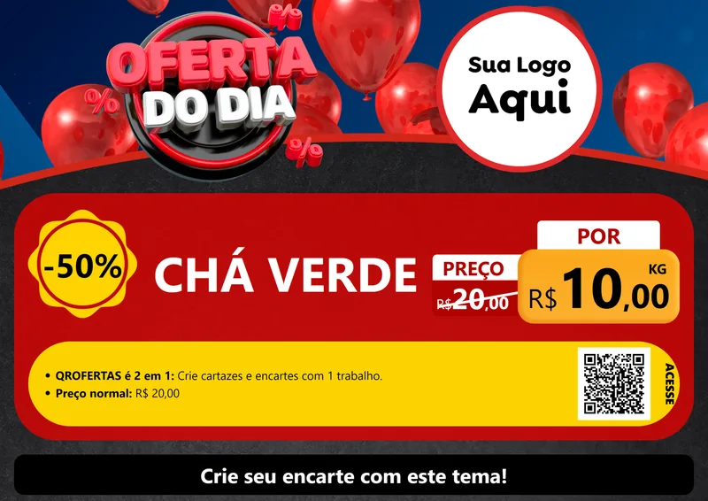 Modelo de Cartaz para Cartaz A4 Horizontal com o tema Oferta do Dia para Produtos Naturais