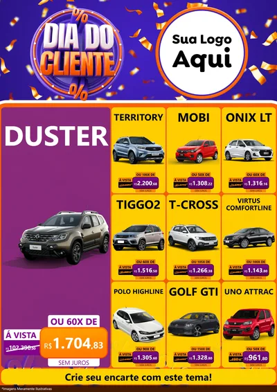 Modelo de Encarte para Encarte A4 Vertical com o tema Dia do Cliente para Concessionaria de Carros