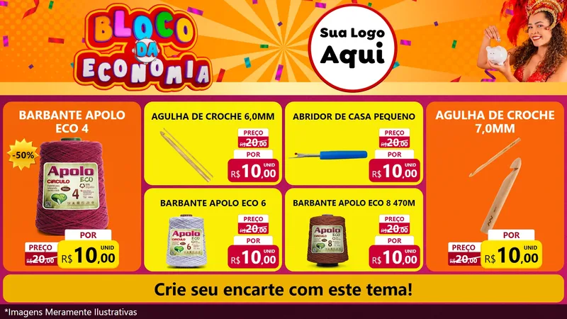 Modelo de TV para TV Horizontal com o tema Bloco da Economia para Armarinho e Aviamentos