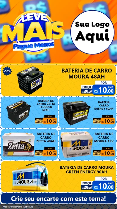 Modelo de TV para TV Vertical com o tema Leve Mais, Pague Menos para Baterias Elétricas