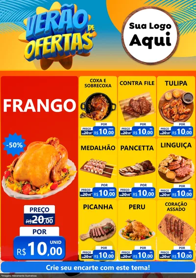Modelo de Encarte para Encarte A4 Vertical com o tema Verão de Ofertas para Assados