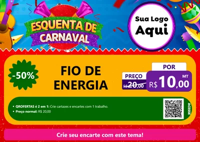 Modelo de Cartaz para Cartaz A4 Horizontal com o tema Esquenta de Carnaval para Materiais Elétricos