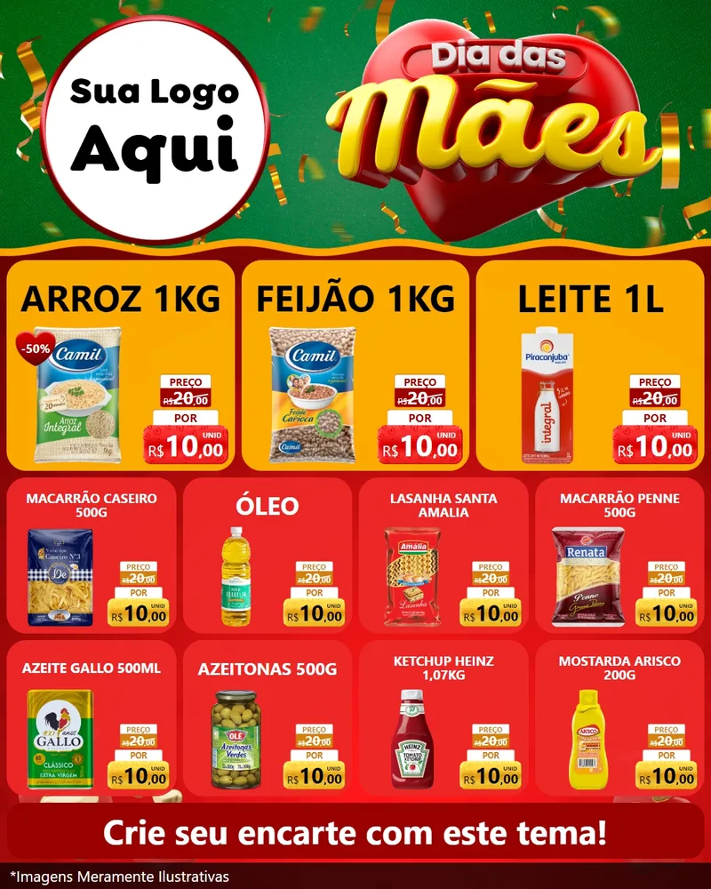 Modelo de Rede Social para Feed Instagram com o tema Dia das Mães para Supermercado