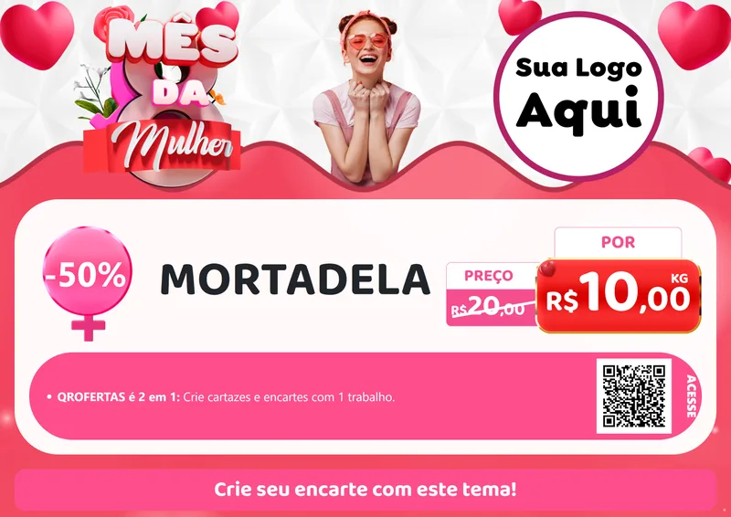 Modelo de Cartaz para Cartaz A4 Horizontal com o tema Mês da Mulher para Frios e Laticínios