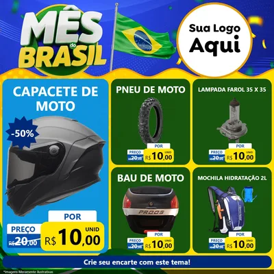Modelo de Rede Social para Feed Facebook com o tema Mês do Brasil para Moto peças