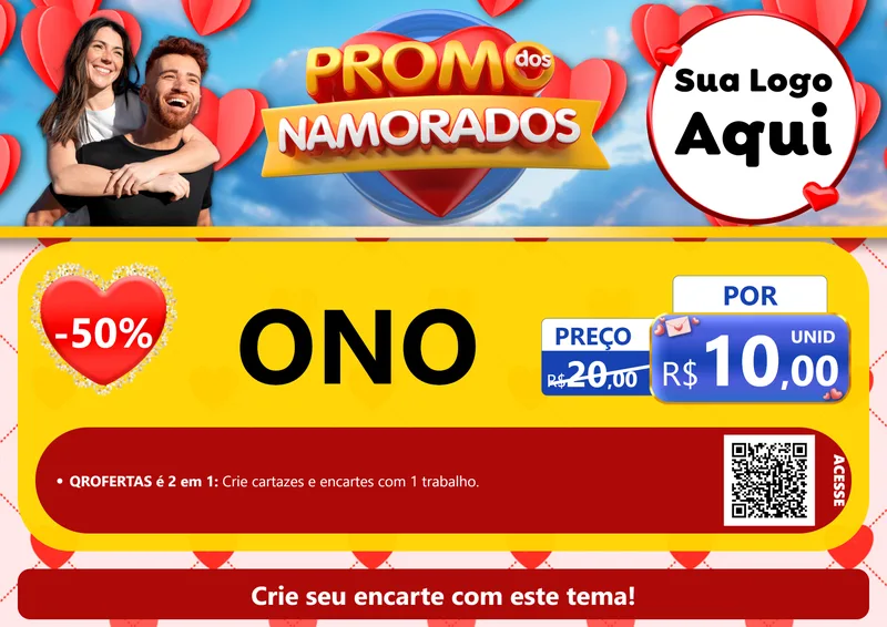 Modelo de Cartaz para Cartaz A4 Horizontal com o tema Promo dos Namorados para Óticas