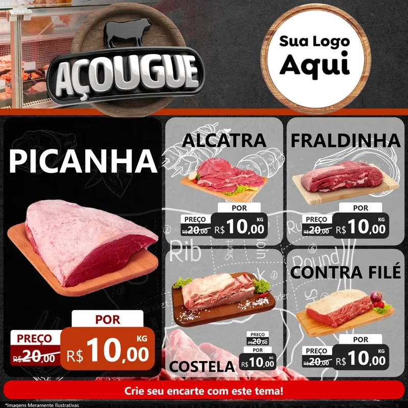 Modelo de Rede Social para Feed Facebook com o tema Açougue para Açougue