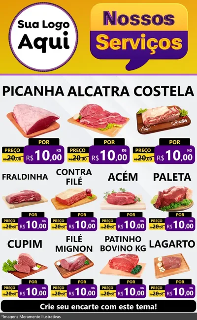 Modelo de Encarte para Encarte Grande com o tema Nossos Serviços para Açougue