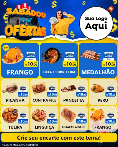 Modelo de Rede Social para Feed Instagram com o tema Sabadou de Ofertas para Assados