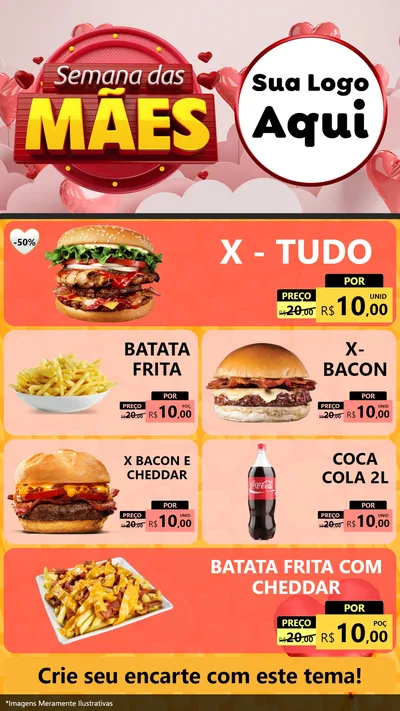 Modelo de TV para TV Vertical com o tema Semana das Mães para Hamburgueria