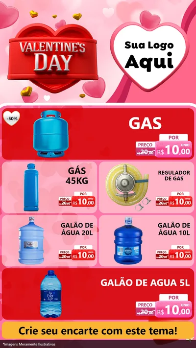 Modelo de TV para TV Vertical com o tema Valentine's Day para Água e gás