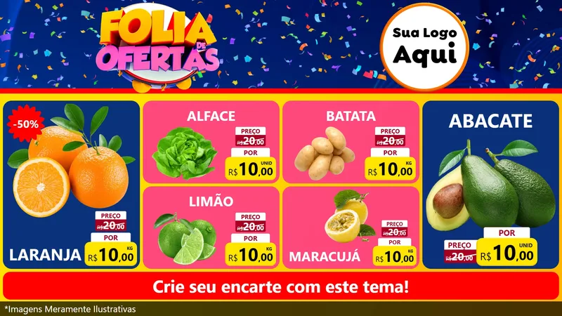 Modelo de TV para TV Horizontal com o tema Folia de Ofertas para Hortifrúti