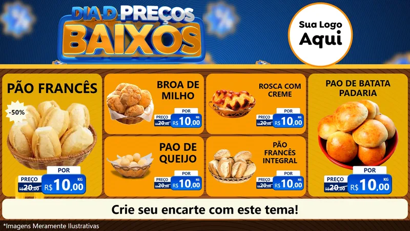 Modelo de TV para TV Horizontal com o tema Dia D Preço Baixo para Padaria