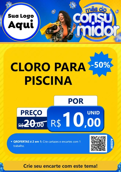 Modelo de Cartaz para Cartaz A4 Vertical com o tema Mês do Consumidor para Produtos para Piscina