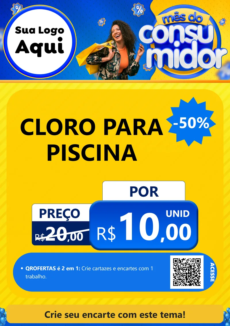 Modelo de Cartaz para Cartaz A4 Vertical com o tema Mês do Consumidor para Produtos para Piscina