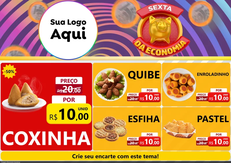 Modelo de Encarte para Encarte A4 Horizontal com o tema Sexta da Economia para Salgadaria