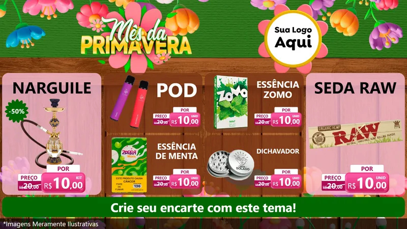Modelo de TV para TV Horizontal com o tema Mês da Primavera para Tabacaria