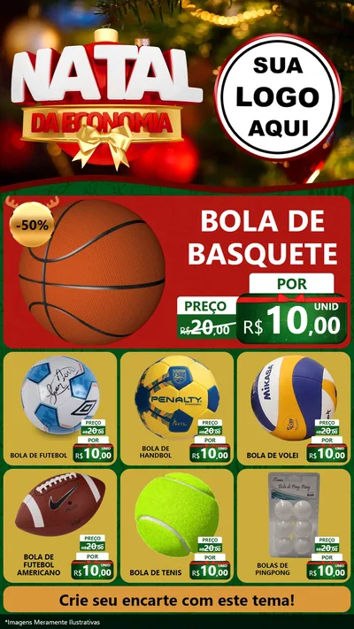 Modelo de Rede Social para Stories com o tema Natal da Economia para Artigos Esportivos