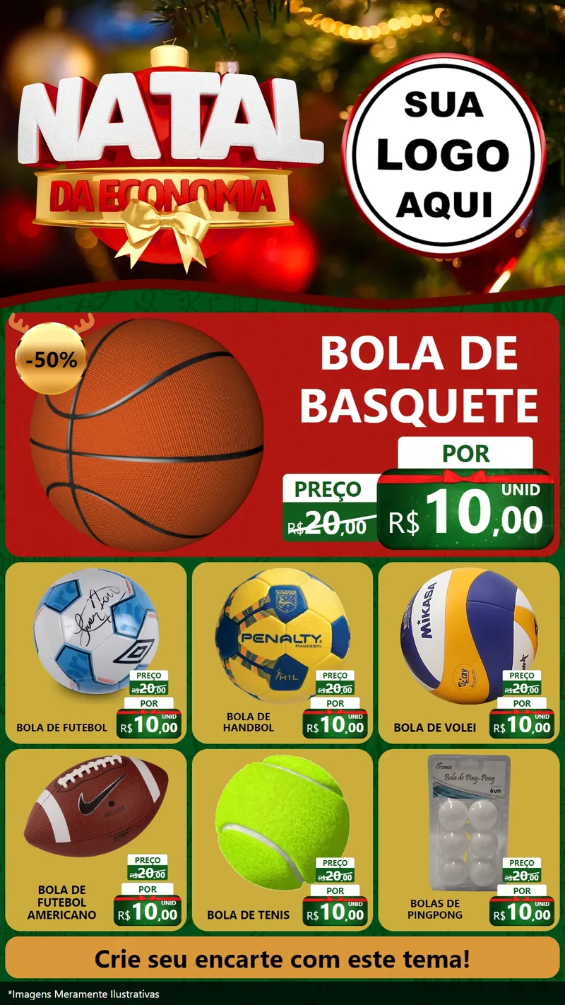 Modelo de Rede Social para Stories com o tema Natal da Economia para Artigos Esportivos