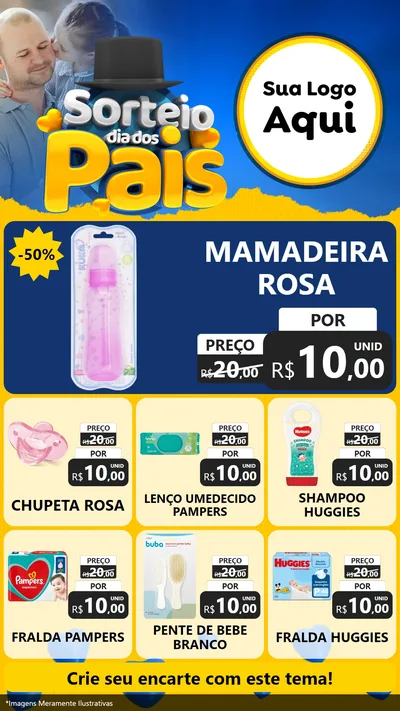 Modelo de Rede Social para Stories com o tema Sorteio Dia Dos Pais para Bebês