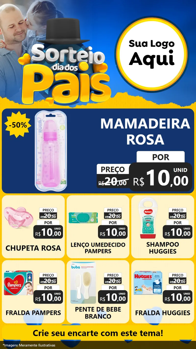 Modelo de Rede Social para Stories com o tema Sorteio Dia Dos Pais para Bebês