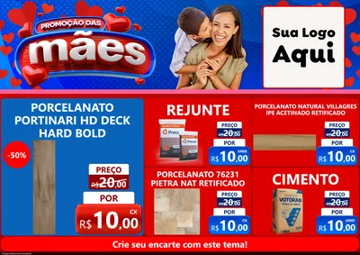 Modelo de Encarte para Encarte A4 Horizontal com o tema Promoção das Mães para Pisos e revestimentos