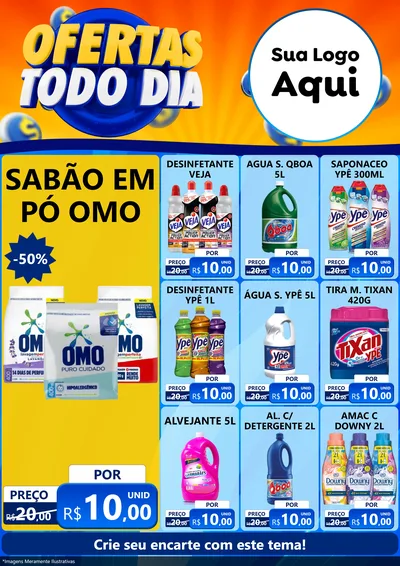 Modelo de Encarte para Encarte A4 Vertical com o tema Ofertas Todo Dia para Produtos de Limpeza