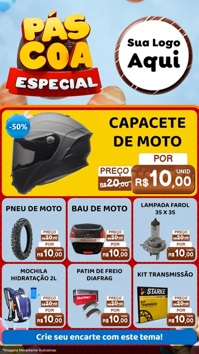 Modelo de Rede Social para Stories com o tema Páscoa Especial para Moto peças