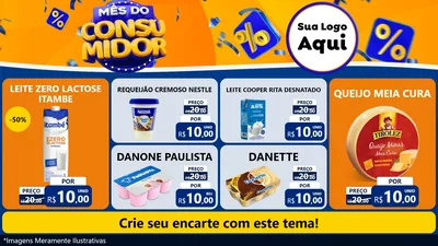 Modelo de TV para TV Horizontal com o tema Mês do Consumidor para Frios e Laticínios