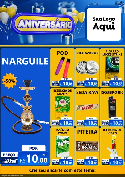 Modelo de Encarte para Encarte A4 Vertical com o tema Aniversário para Tabacaria