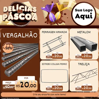 Modelo de Rede Social para Feed Facebook com o tema Delícias de Páscoa para Ferragens