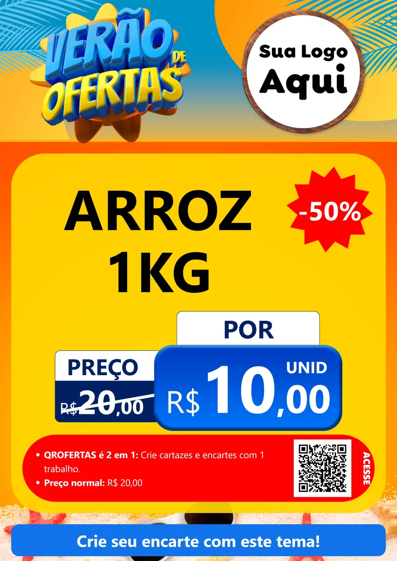 Modelo de Cartaz para Cartaz A4 Vertical com o tema Verão de Ofertas para Supermercado