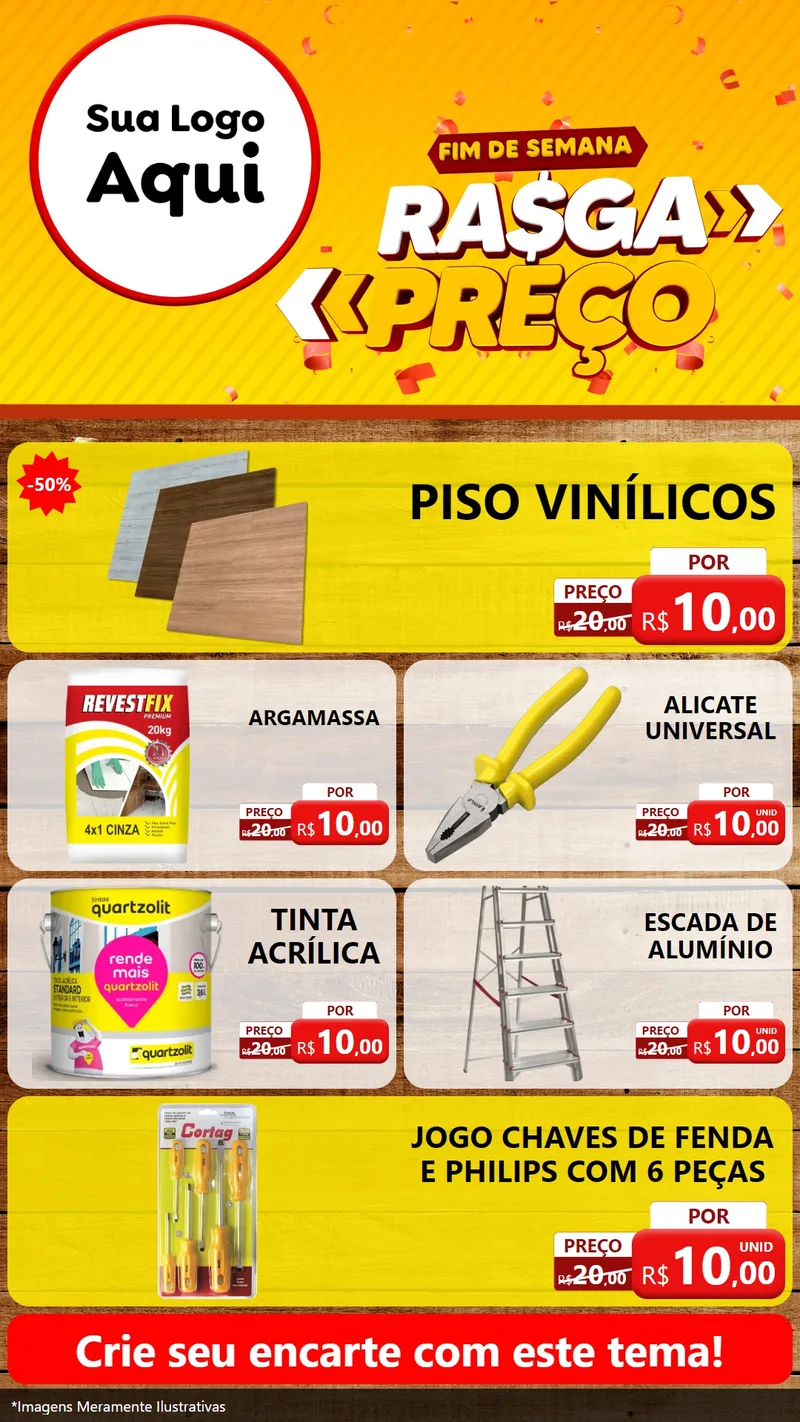 Modelo de TV para TV Vertical com o tema Fim de Semana Rasga Preços para Material para Construção