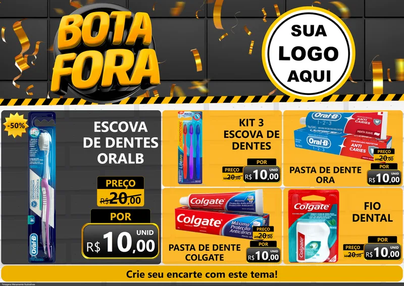 Modelo de Encarte para Encarte A4 Horizontal com o tema Bota Fora para Higiene Pessoal