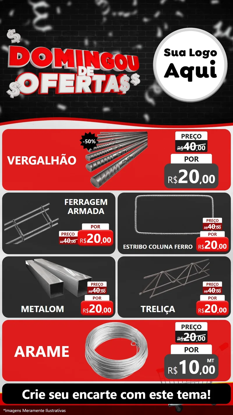 Modelo de TV para TV Vertical com o tema Domingou de Ofertas para Ferragens