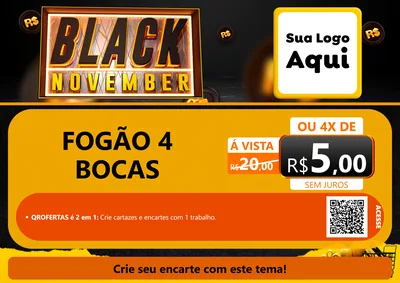 Modelo de Cartaz para Cartaz A4 Horizontal com o tema Black November para Móveis e Eletro