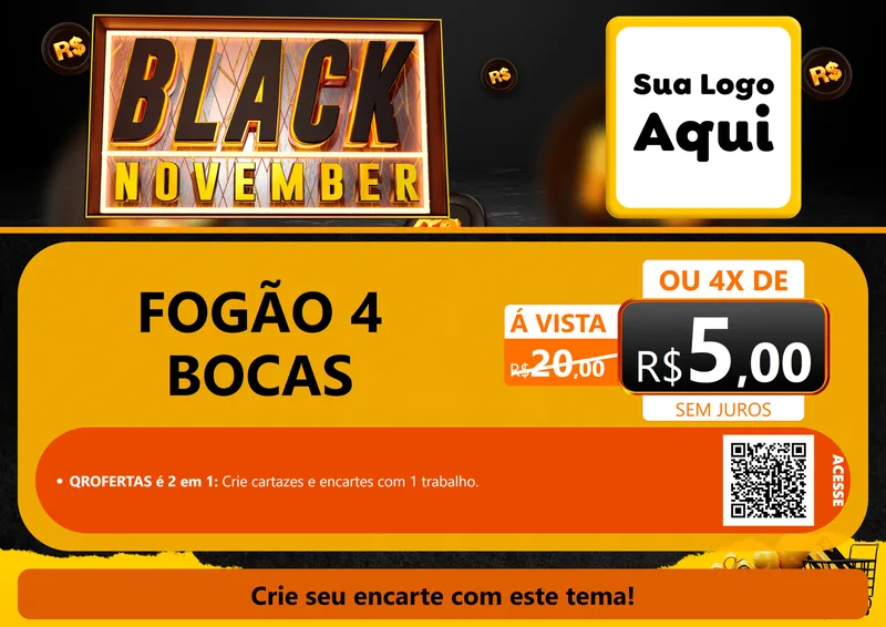 Modelo de Cartaz para Cartaz A4 Horizontal com o tema Black November para Móveis e Eletro