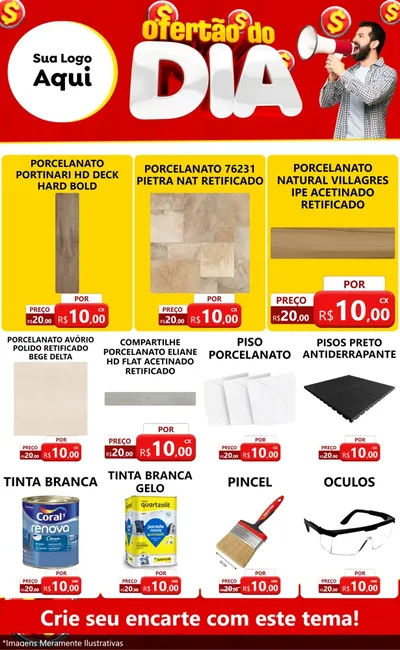Modelo de Encarte para Encarte Grande com o tema Ofertão do dia para Pisos e revestimentos
