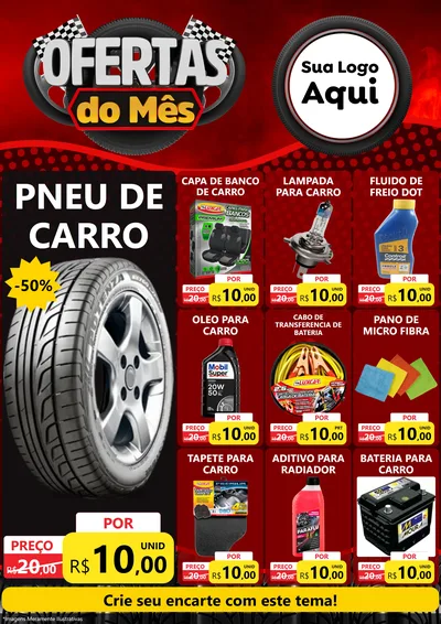 Modelo de Encarte para Encarte A4 Vertical com o tema Ofertas do Mês - Autopeças para Auto peças