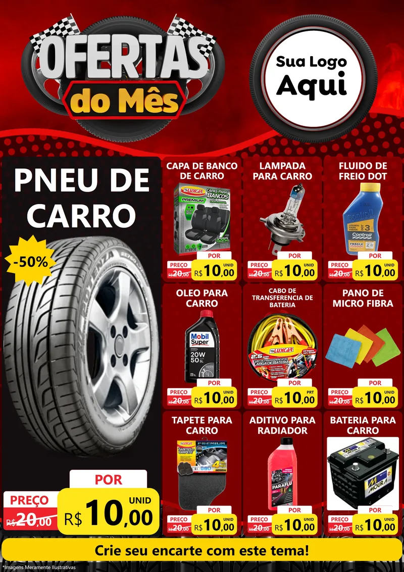 Modelo de Encarte para Encarte A4 Vertical com o tema Ofertas do Mês - Autopeças para Auto peças
