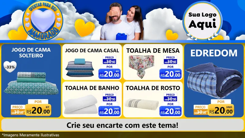 Modelo de TV para TV Horizontal com o tema Ofertas Para Seu Namorado para Cama, Mesa e Banho