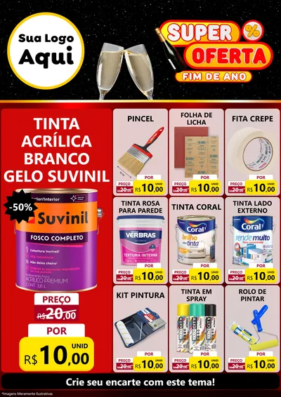 Modelo de Encarte para Encarte A4 Vertical com o tema Super Oferta Fim de Ano para Tintas e Ferramentas
