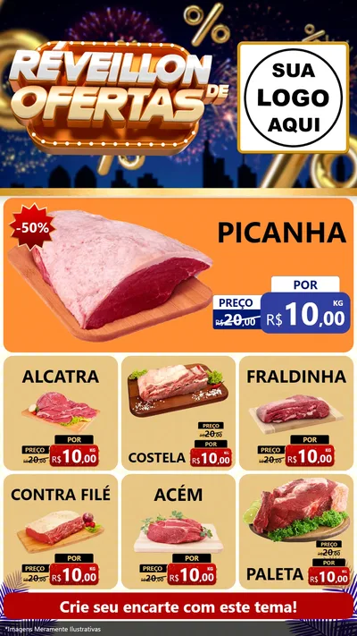 Modelo de Rede Social para Stories com o tema Réveillon de Ofertas para Açougue