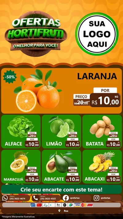Modelo de Rede Social para Stories com o tema Ofertas Hortifruti - O Melhor Para Você! para Hortifrúti