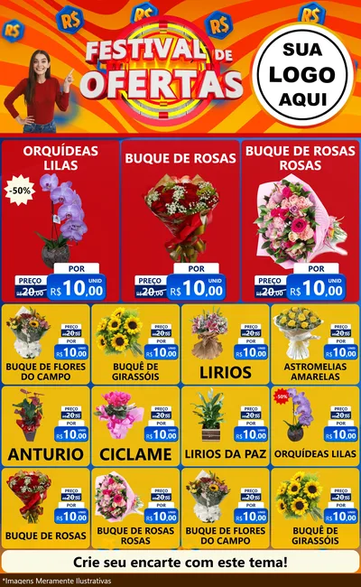 Modelo de Encarte para Encarte Grande com o tema Festival de Ofertas para Floricultura e jardim