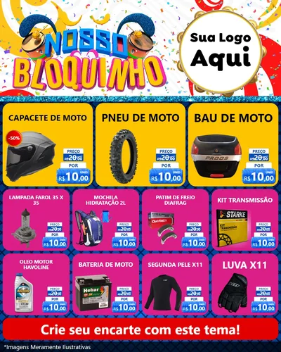 Modelo de Rede Social para Feed Instagram com o tema Nosso Bloquinho para Moto peças