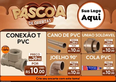 Modelo de Encarte para Encarte A4 Horizontal com o tema Páscoa de Ofertas para Tubos e conexões