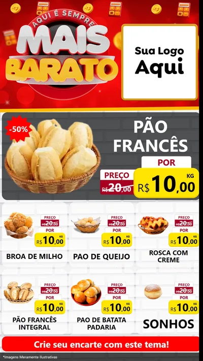 Modelo de Rede Social para Stories com o tema Mais Barato para Padaria