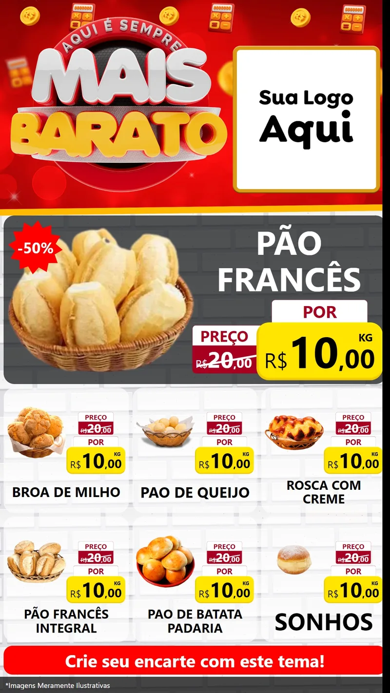 Modelo de Rede Social para Stories com o tema Mais Barato para Padaria