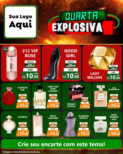Modelo de Rede Social para Feed Instagram com o tema Quarta Explosiva para Perfumes